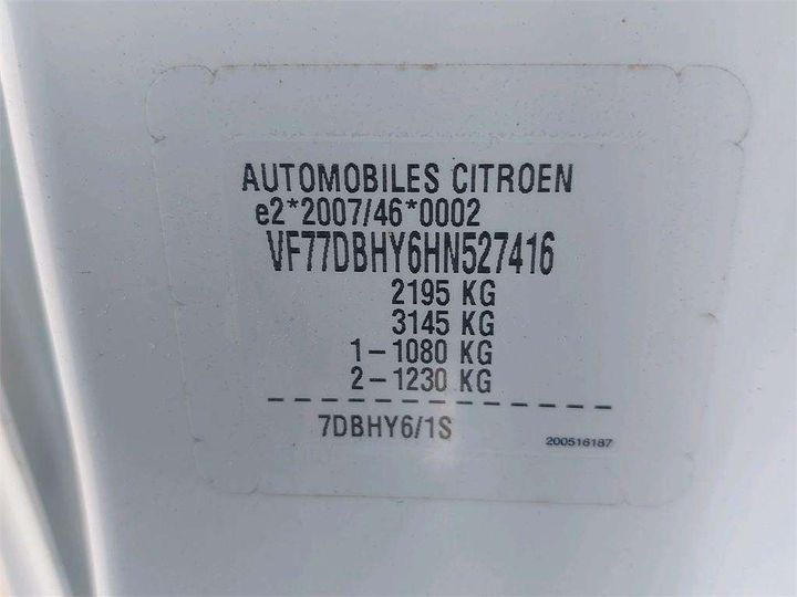 Photo 8 VIN: VF77DBHY6HN527416 - CITROEN BERLINGO 