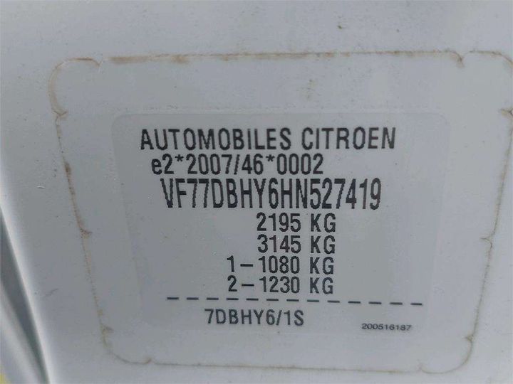 Photo 8 VIN: VF77DBHY6HN527419 - CITROEN BERLINGO 