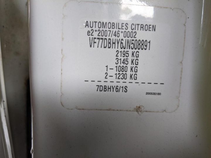 Photo 13 VIN: VF77DBHY6JN508891 - CITROEN BERLINGO 