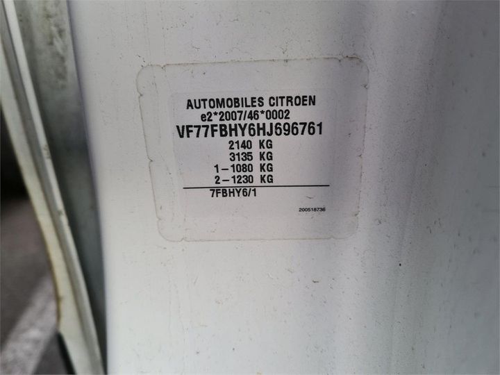 Photo 4 VIN: VF77FBHY6HJ696761 - CITROEN BERLINGO 