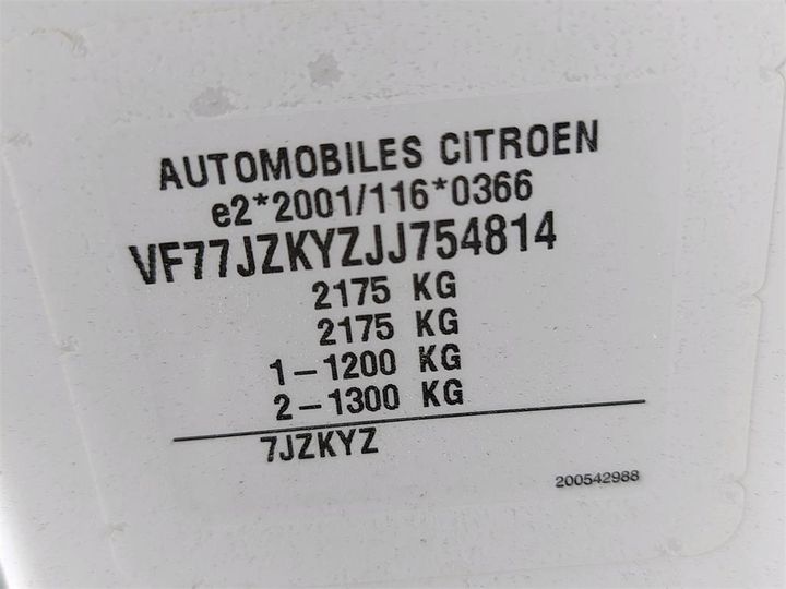 Photo 6 VIN: VF77JZKYZJJ754814 - CITRON BERLINGO 