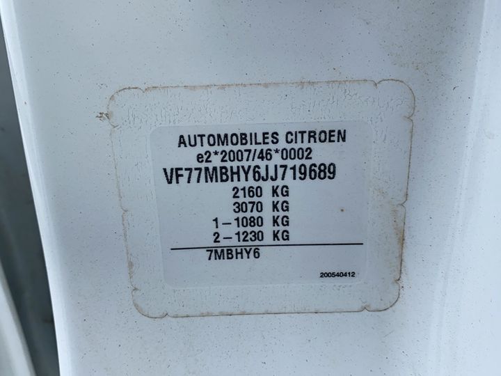 Photo 8 VIN: VF77MBHY6JJ719689 - CITROEN BERLINGO CABINE 