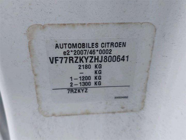 Photo 8 VIN: VF77RZKYZHJ800641 - CITROEN BERLINGO 