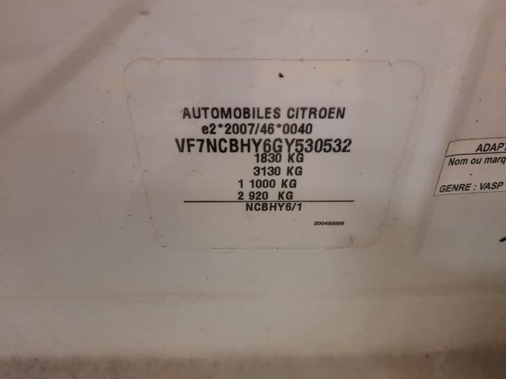 Photo 7 VIN: VF7NCBHY6GY530532 - CITROEN C4 5P ENTREPRISE (2 SEATS) 