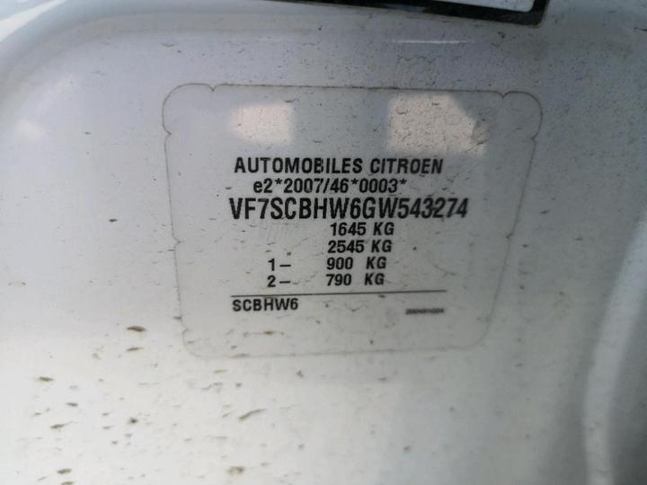 Photo 1 VIN: VF7SCBHW6GW543274 - CITROEN C3 