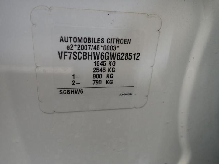 Photo 10 VIN: VF7SCBHW6GW628512 - CITROEN C3 5P 