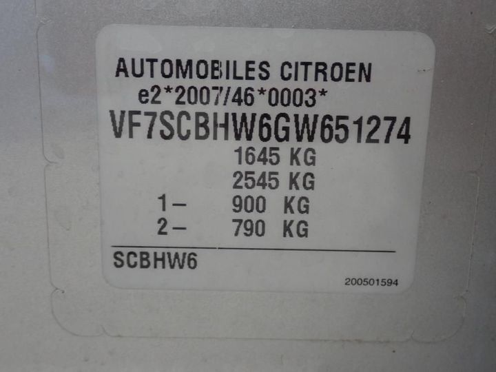 Photo 12 VIN: VF7SCBHW6GW651274 - CITROEN C3 