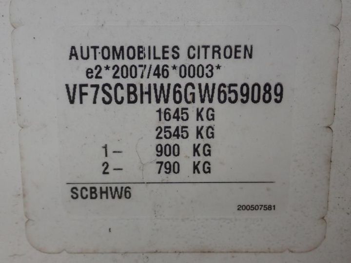 Photo 11 VIN: VF7SCBHW6GW659089 - CITROEN C3 AFFAIRE 