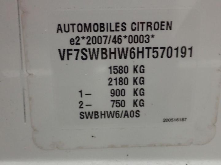 Photo 2 VIN: VF7SWBHW6HT570191 - CITROEN C3 5P ENTREPRISE (2 SEATS) 