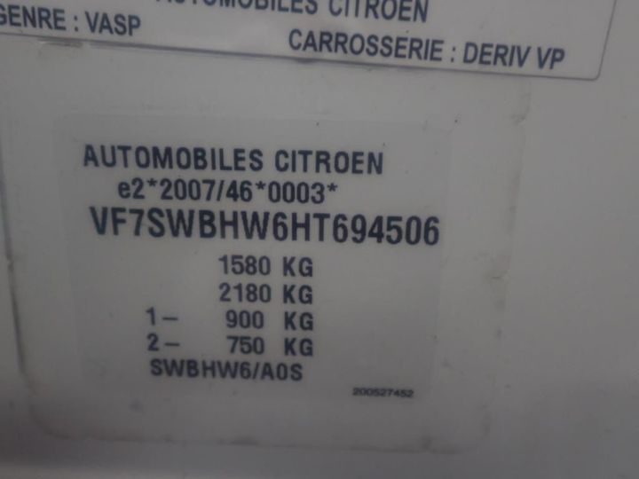 Photo 12 VIN: VF7SWBHW6HT694506 - CITROEN C3 ENTREPRISE (2 SEATS) 