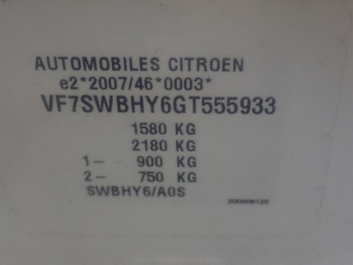 Photo 11 VIN: VF7SWBHY6GT555933 - CITROEN C3 5P ENTREPRISE (2 SEATS) 