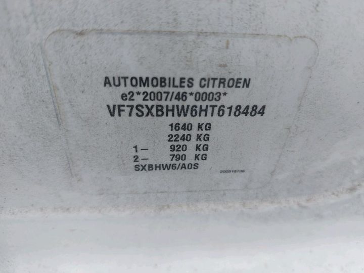 Photo 8 VIN: VF7SXBHW6HT618484 - CITROEN C3 