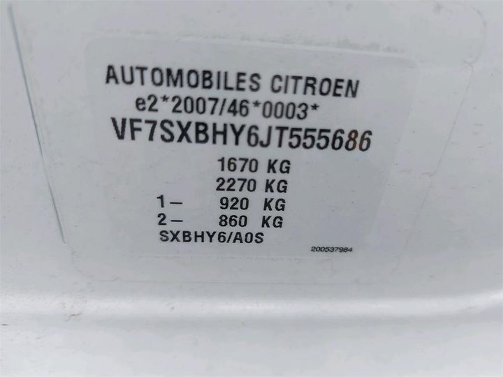 Photo 8 VIN: VF7SXBHY6JT555686 - CITROEN C3 SOCIETE 