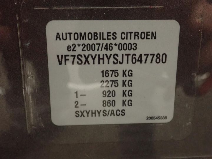 Photo 12 VIN: VF7SXYHYSJT647780 - CITROEN C3 