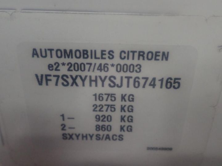 Photo 12 VIN: VF7SXYHYSJT674165 - CITROEN C3 