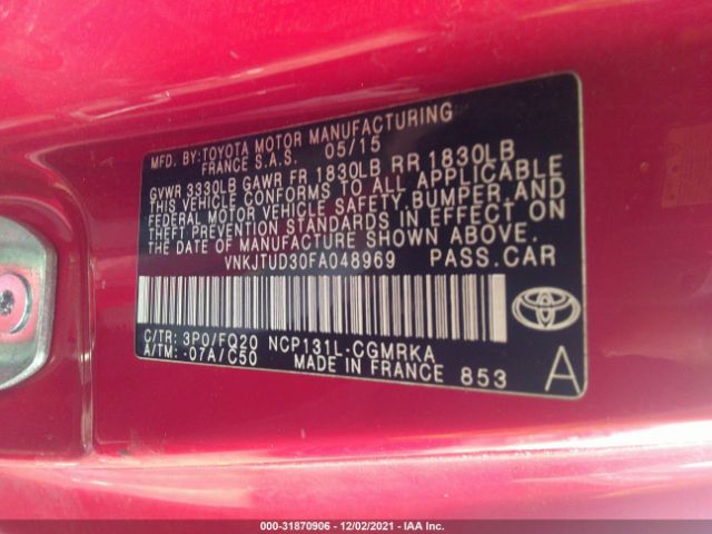 Photo 8 VIN: VNKJTUD30FA048969 - TOYOTA YARIS 