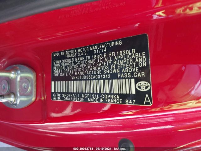 Photo 8 VIN: VNKJTUD36EA007342 - TOYOTA YARIS 