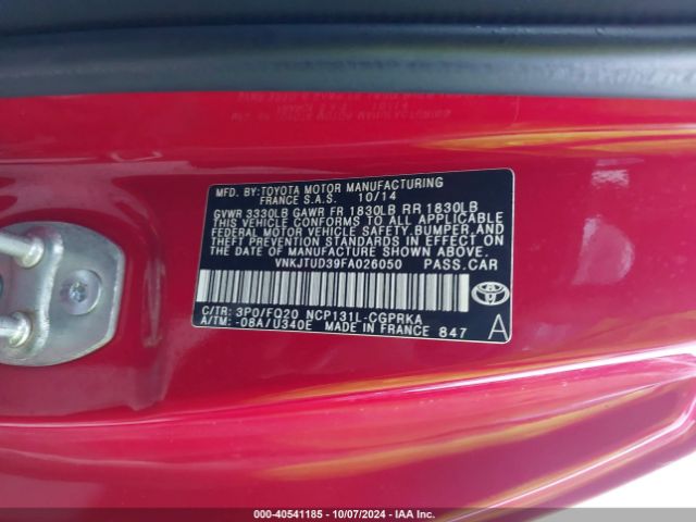 Photo 8 VIN: VNKJTUD39FA026050 - TOYOTA YARIS 