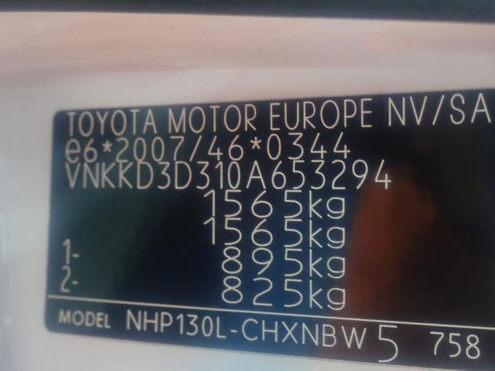 Photo 26 VIN: VNKKD3D310A653294 - TOYOTA YARIS AFFAIRE (2 SEATS) 