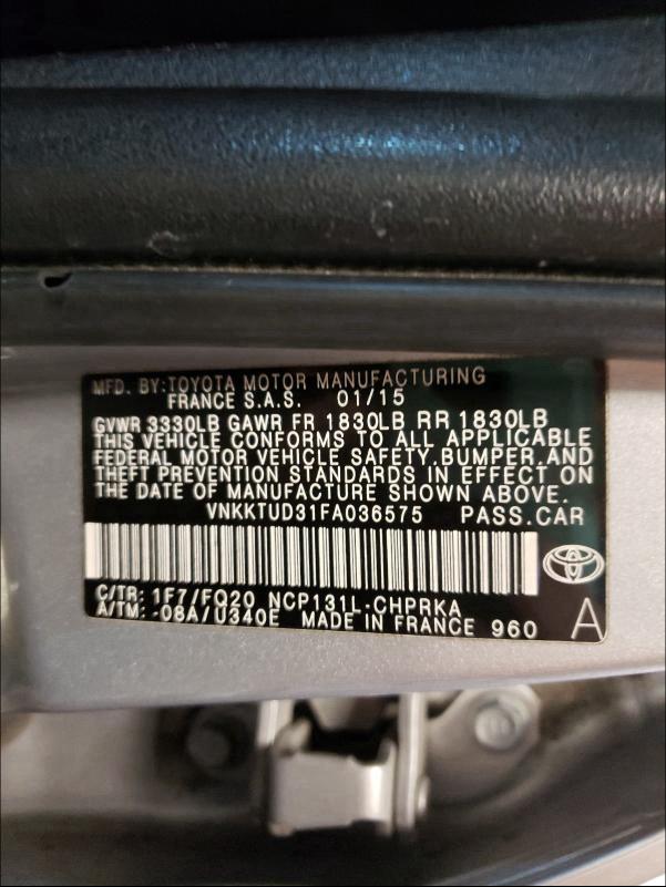 Photo 9 VIN: VNKKTUD31FA036575 - TOYOTA YARIS 