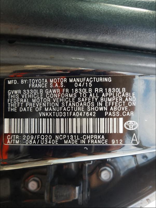 Photo 9 VIN: VNKKTUD31FA047642 - TOYOTA YARIS 