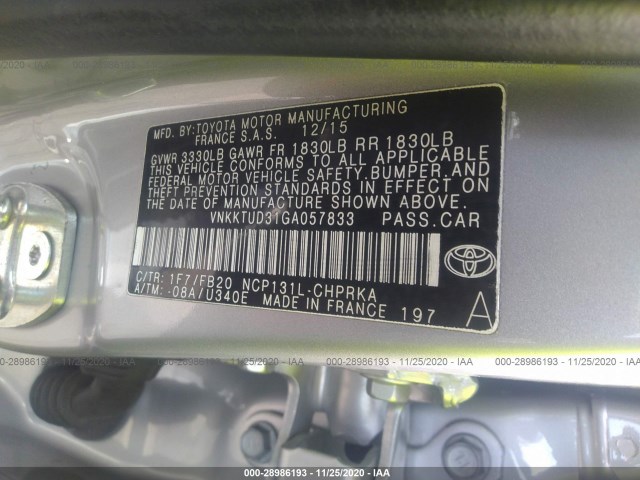 Photo 8 VIN: VNKKTUD31GA057833 - TOYOTA YARIS 