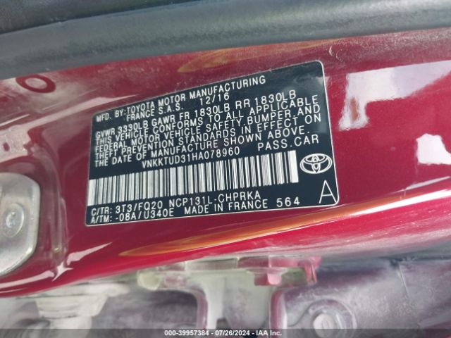 Photo 8 VIN: VNKKTUD31HA078960 - TOYOTA YARIS 