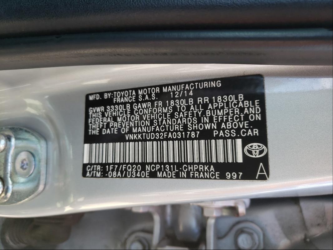 Photo 9 VIN: VNKKTUD32FA031787 - TOYOTA YARIS 