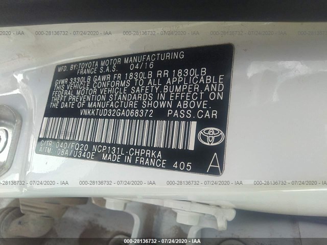 Photo 8 VIN: VNKKTUD32GA068372 - TOYOTA YARIS 