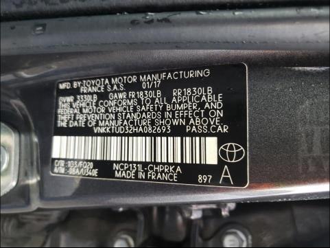 Photo 9 VIN: VNKKTUD32HA082693 - TOYOTA YARIS L 