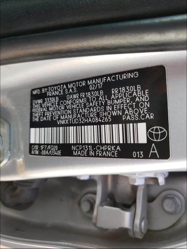 Photo 9 VIN: VNKKTUD32HA084265 - TOYOTA YARIS L 