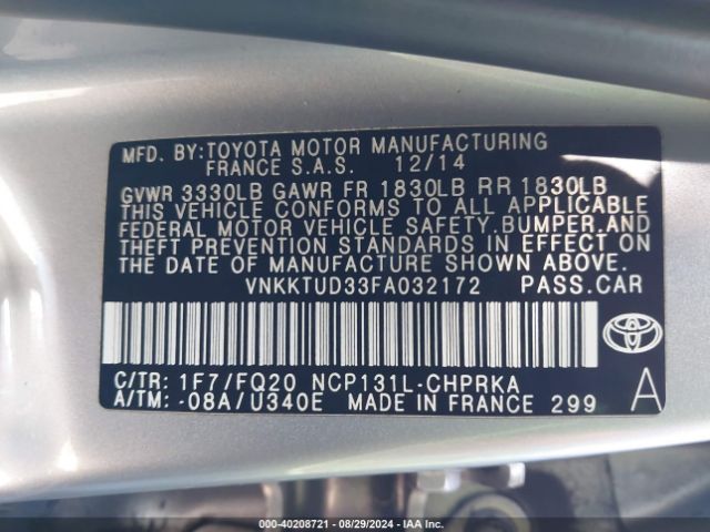 Photo 8 VIN: VNKKTUD33FA032172 - TOYOTA YARIS 