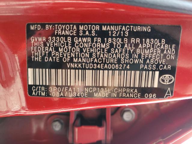 Photo 11 VIN: VNKKTUD34EA006274 - TOYOTA YARIS 