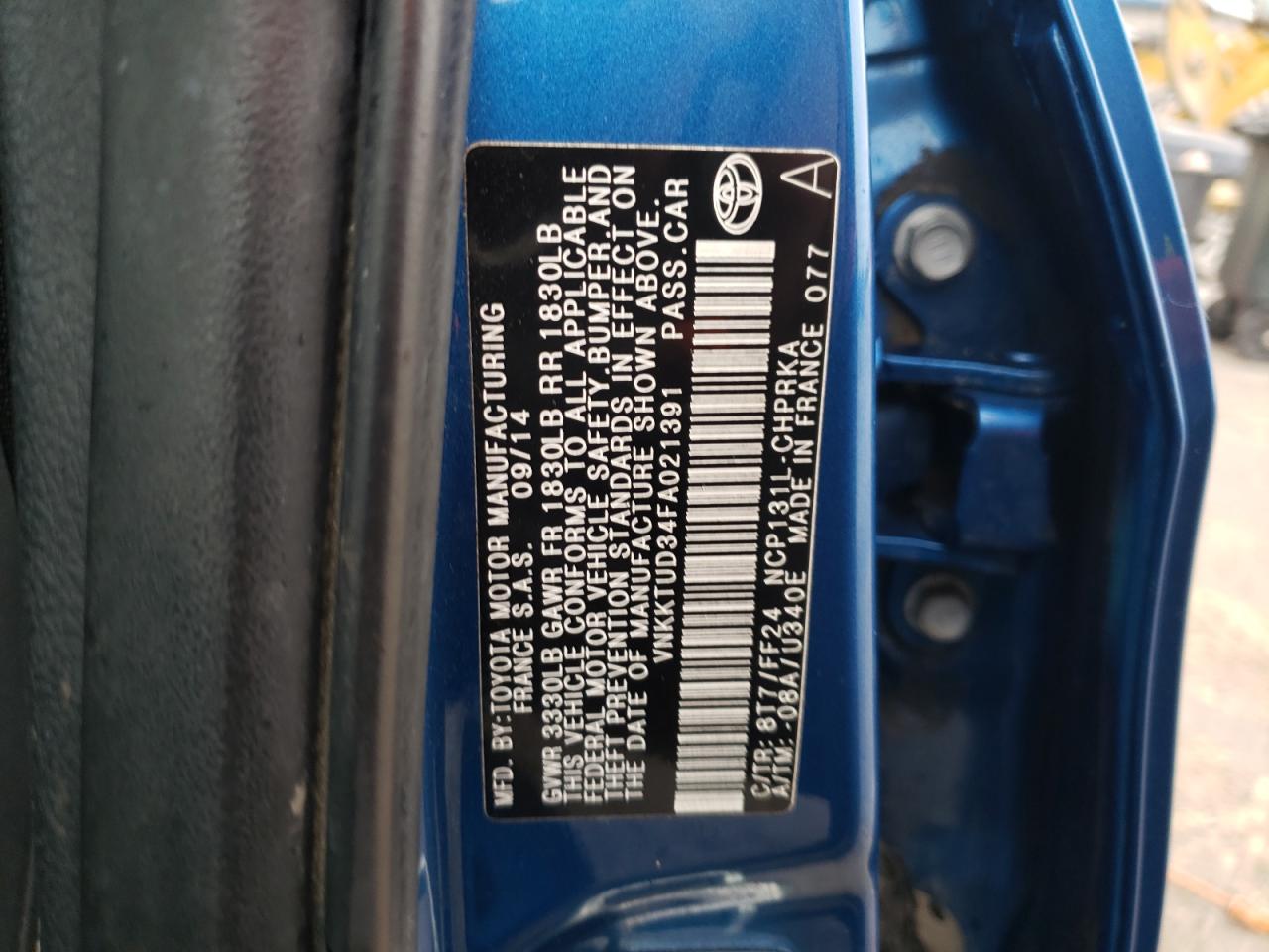 Photo 12 VIN: VNKKTUD34FA021391 - TOYOTA YARIS 