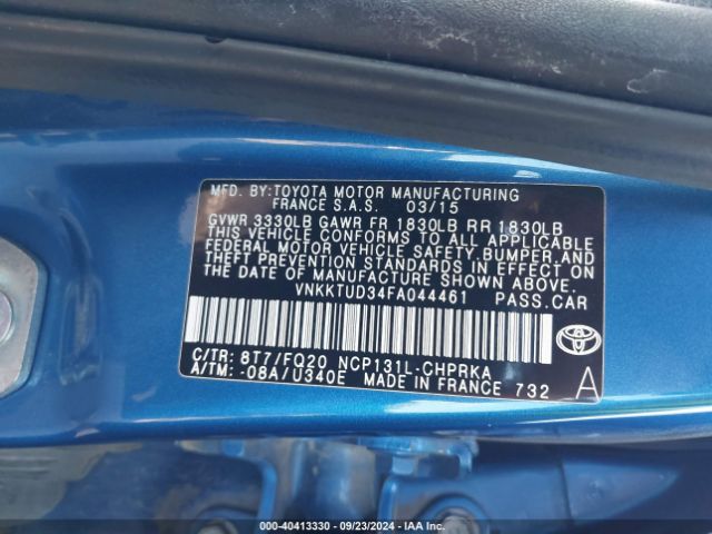 Photo 8 VIN: VNKKTUD34FA044461 - TOYOTA YARIS 