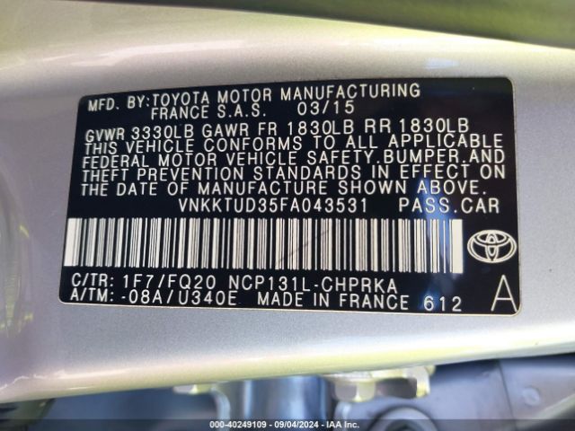 Photo 8 VIN: VNKKTUD35FA043531 - TOYOTA YARIS 