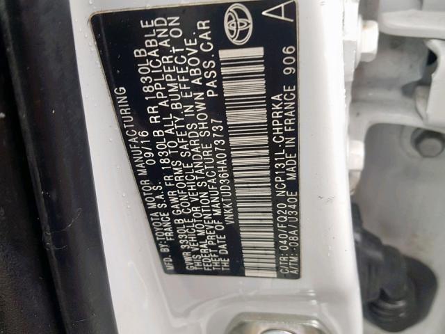 Photo 9 VIN: VNKKTUD36HA073737 - TOYOTA YARIS L 