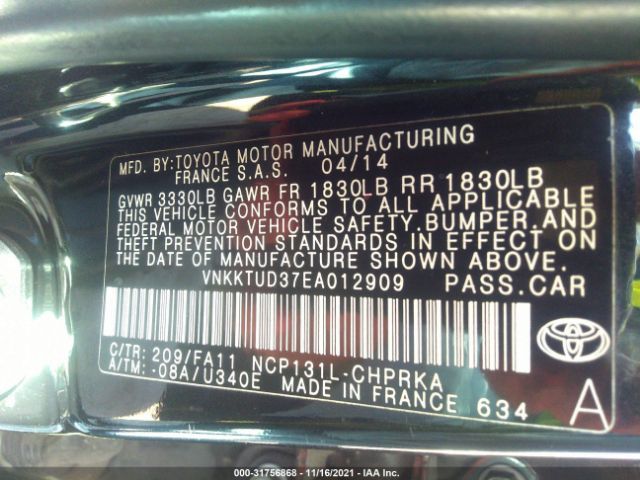 Photo 8 VIN: VNKKTUD37EA012909 - TOYOTA YARIS 