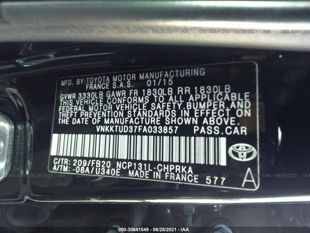 Photo 8 VIN: VNKKTUD37FA033857 - TOYOTA YARIS 