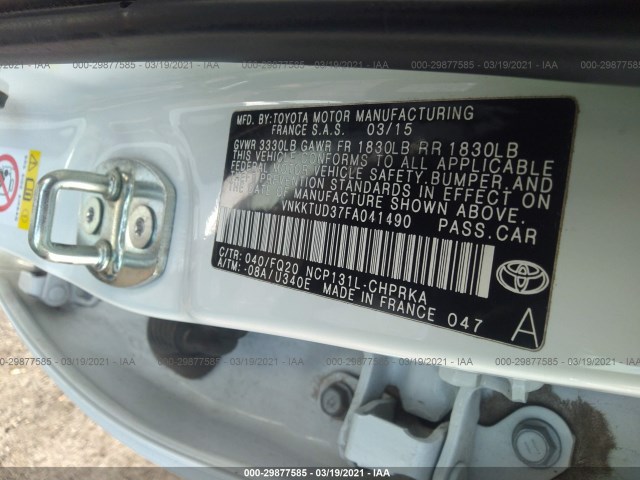 Photo 8 VIN: VNKKTUD37FA041490 - TOYOTA YARIS 