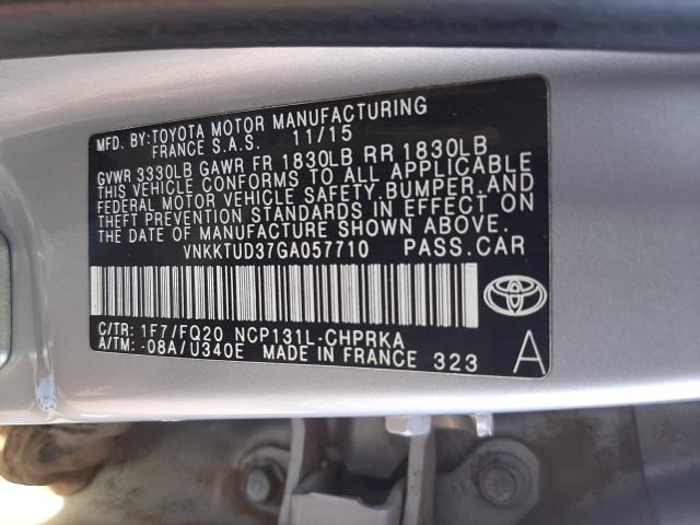 Photo 9 VIN: VNKKTUD37GA057710 - TOYOTA YARIS L 