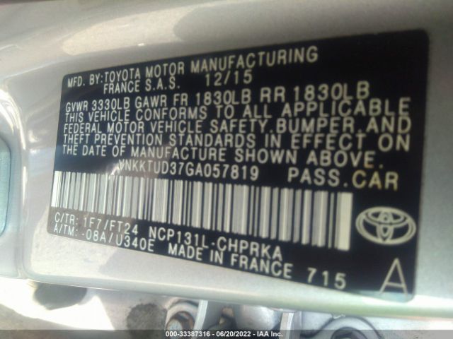 Photo 8 VIN: VNKKTUD37GA057819 - TOYOTA YARIS 