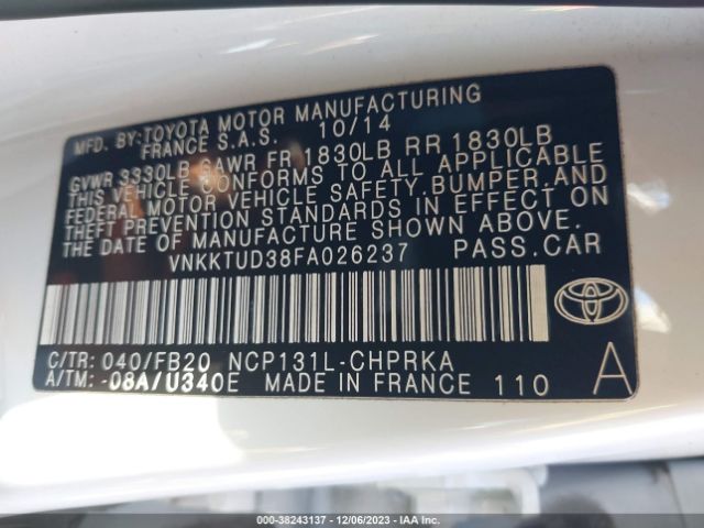 Photo 8 VIN: VNKKTUD38FA026237 - TOYOTA YARIS 