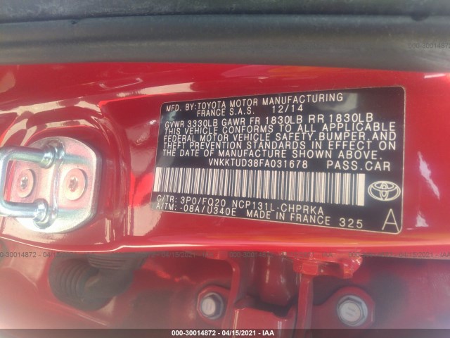 Photo 8 VIN: VNKKTUD38FA031678 - TOYOTA YARIS 