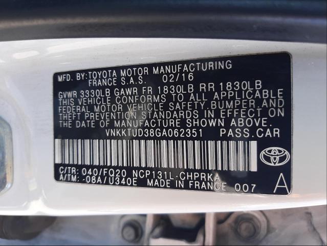 Photo 9 VIN: VNKKTUD38GA062351 - TOYOTA YARIS L 