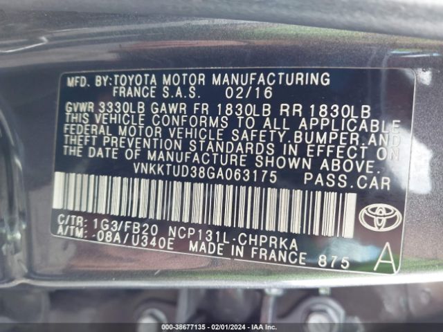 Photo 8 VIN: VNKKTUD38GA063175 - TOYOTA YARIS 