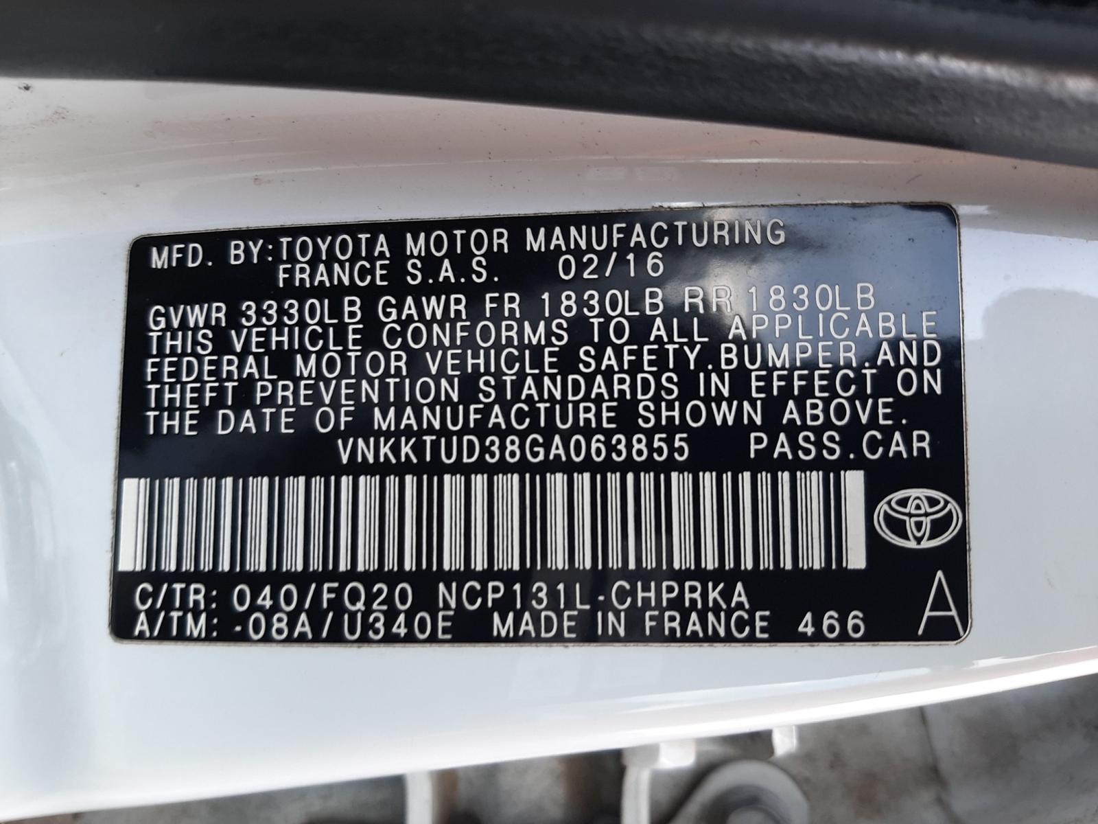 Photo 9 VIN: VNKKTUD38GA063855 - TOYOTA YARIS L 