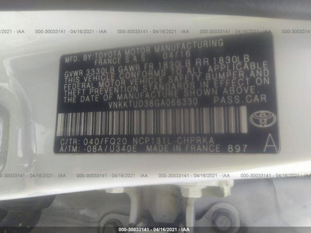 Photo 8 VIN: VNKKTUD38GA068330 - TOYOTA YARIS 