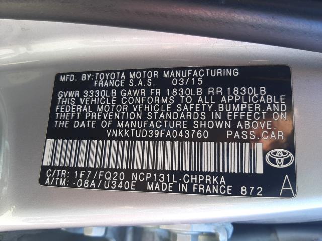 Photo 9 VIN: VNKKTUD39FA043760 - TOYOTA YARIS 