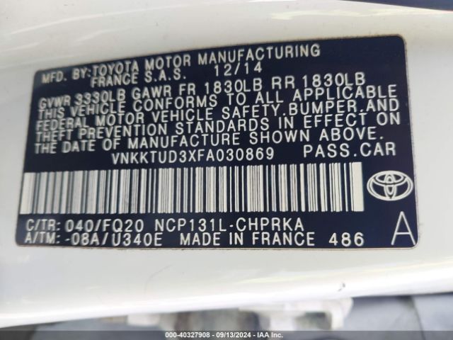 Photo 8 VIN: VNKKTUD3XFA030869 - TOYOTA YARIS 